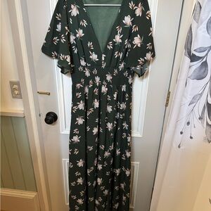 Baltic Born Dark Green Floral Maxi Dress